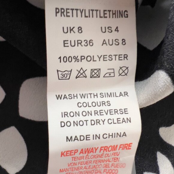 PrettyLittleThing Women’s Black Seed Print Mini Dress  4 Long Sleeve NWT - Picture 10 of 14